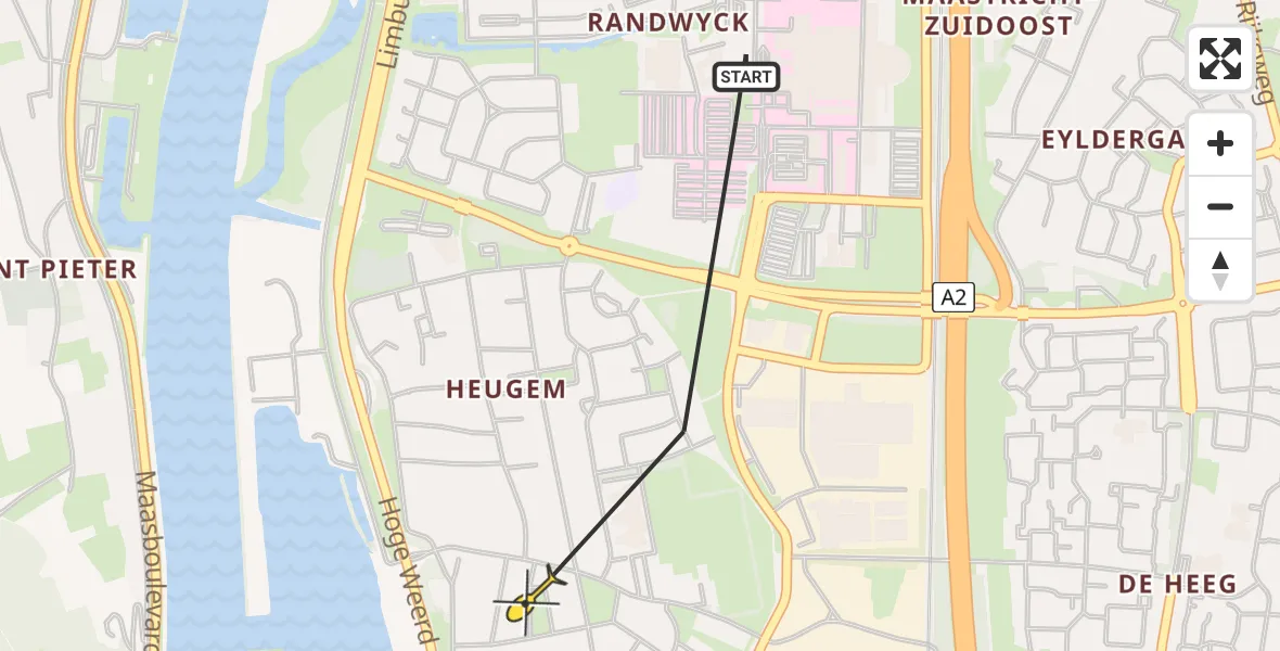 Routekaart van de vlucht: Traumahelikopter naar Maastricht, Aan de Dom