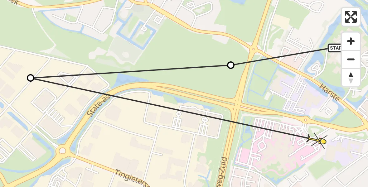 Routekaart van de vlucht: Ambulanceheli naar Sneek, Leidekkersstraat