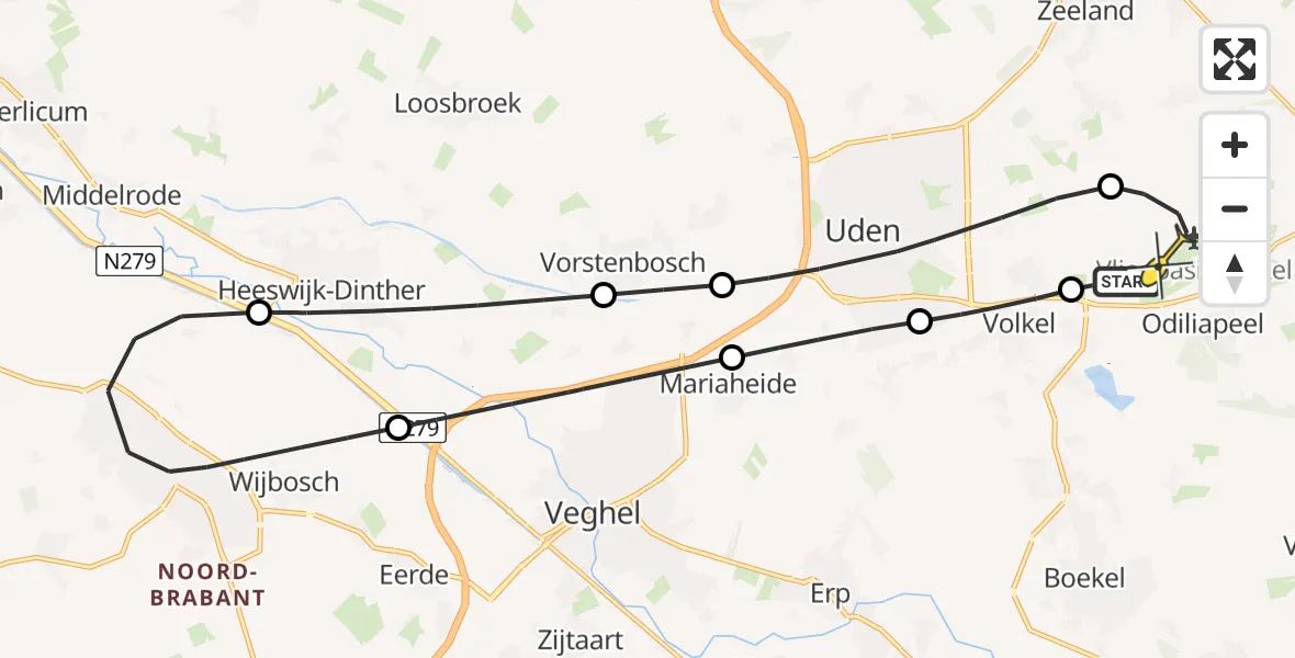 Routekaart van de vlucht: Lifeliner 3 naar Vliegbasis Volkel, Zonnepark Hoogveld Zuid