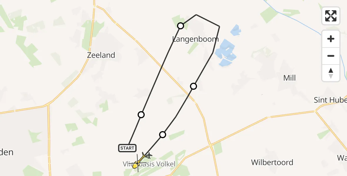 Routekaart van de vlucht: Lifeliner 3 naar Vliegbasis Volkel, Trentse Bossen