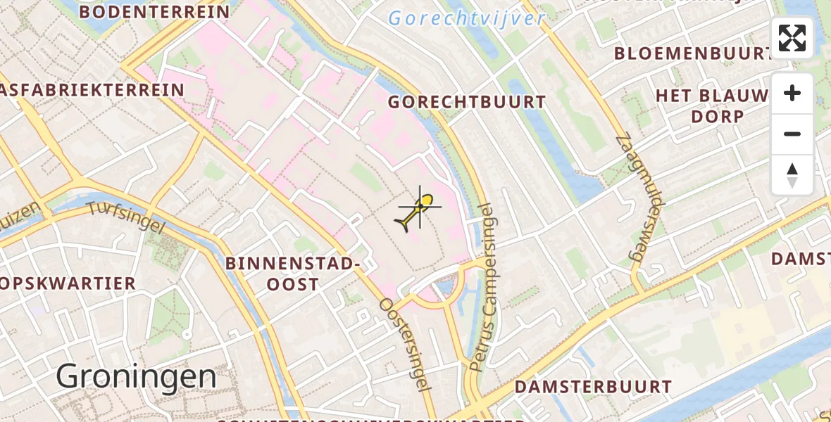 Vluchtroute Traumahelikopter van Universitair Medisch Centrum Groningen naar Universitair Medisch Centrum Groningen