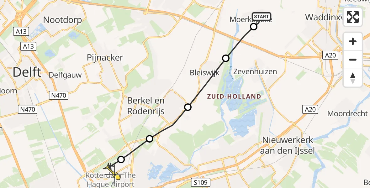 Routekaart van de vlucht: Lifeliner 2 naar Rotterdam The Hague Airport, Noordeinde