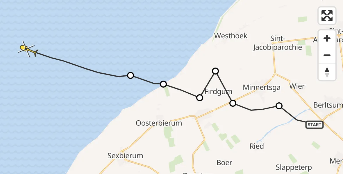 Routekaart van de vlucht: Ambulancehelikopter naar Formerum, W. Binnemaleane