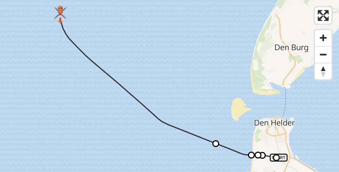 Vluchtroute Kustwachthelikopter Vliegveld De Kooy - , 27 maart 2024, 14:31