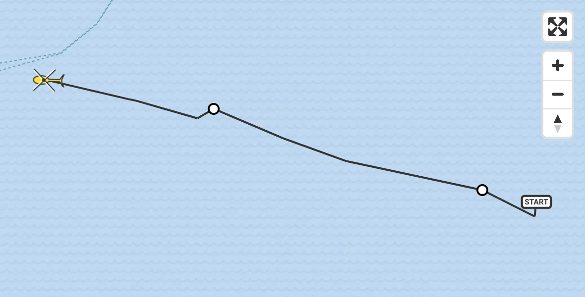 Routekaart van de vlucht: Ambulancehelikopter naar West-Terschelling