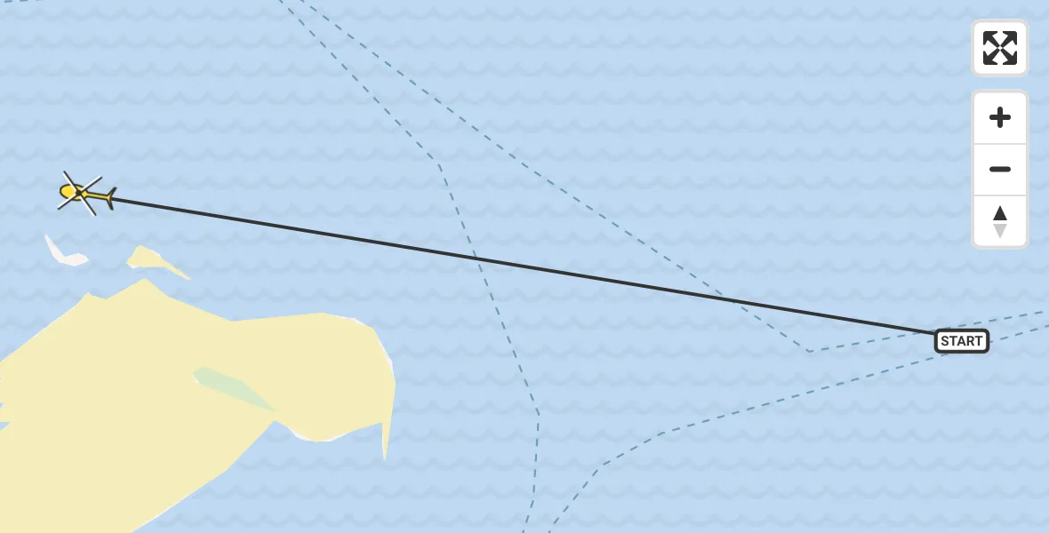 Routekaart van de vlucht: Ambulancehelikopter naar Vlieland