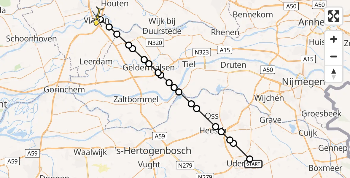 Routekaart van de vlucht: Lifeliner 3 naar Vianen, Patersweg