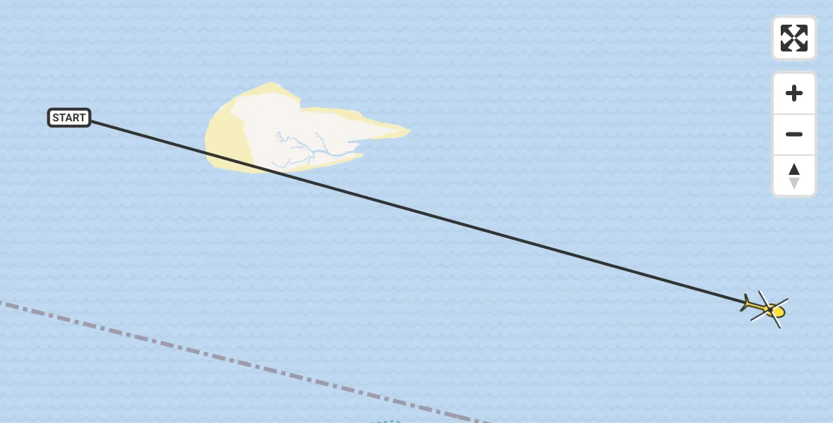 Routekaart van de vlucht: Ambulanceheli naar West-Terschelling