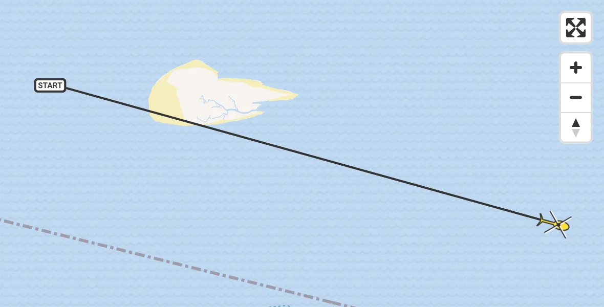 Routekaart van de vlucht: Ambulancehelikopter naar West-Terschelling
