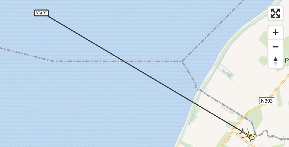 Routekaart van de vlucht: Ambulancehelikopter naar Wijnaldum, Winamerdyk