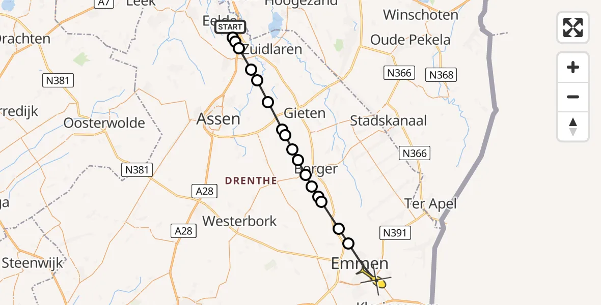 Routekaart van de vlucht: Lifeliner 4 naar Emmen, Breukenweg