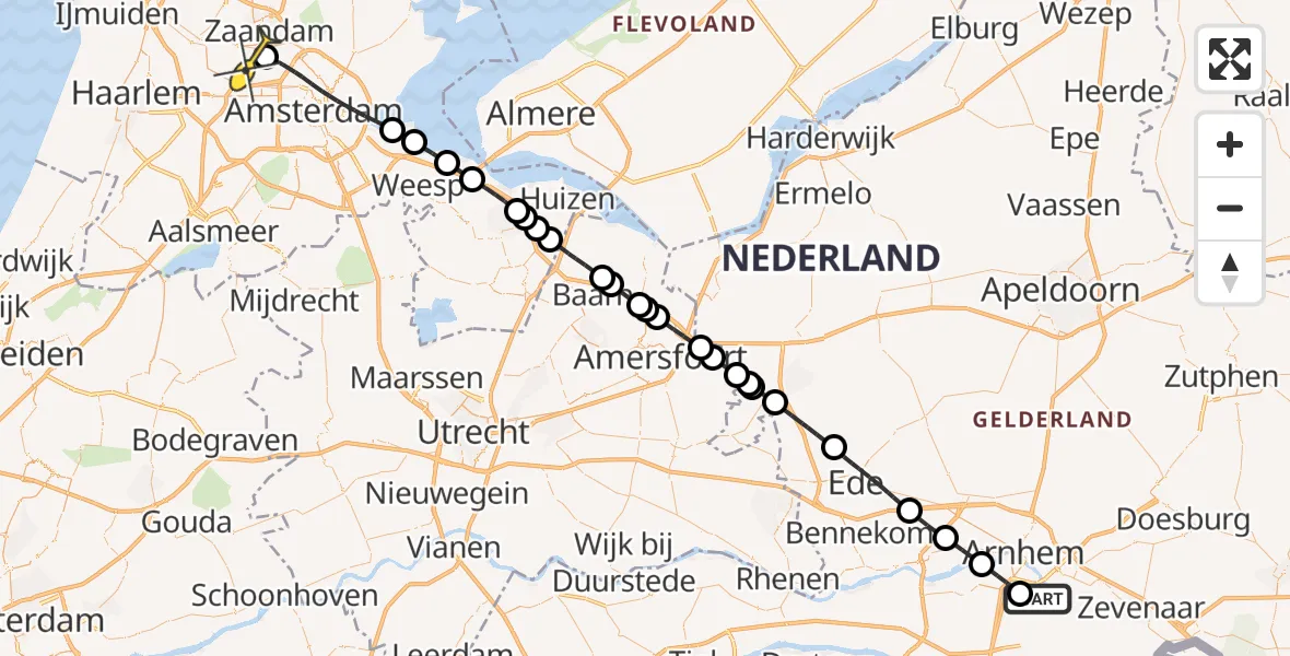 Routekaart van de vlucht: Lifeliner 1 naar Amsterdam Heliport, Tribunusallee