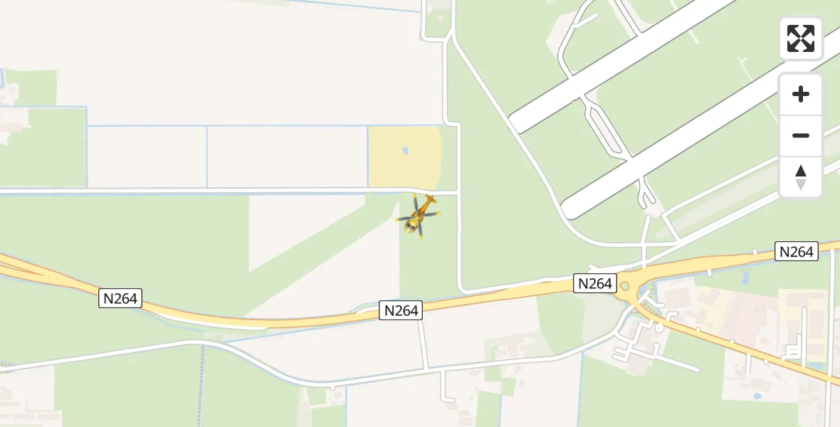 Vluchtroute Traumahelikopter van Vliegbasis Volkel naar Vliegbasis Volkel