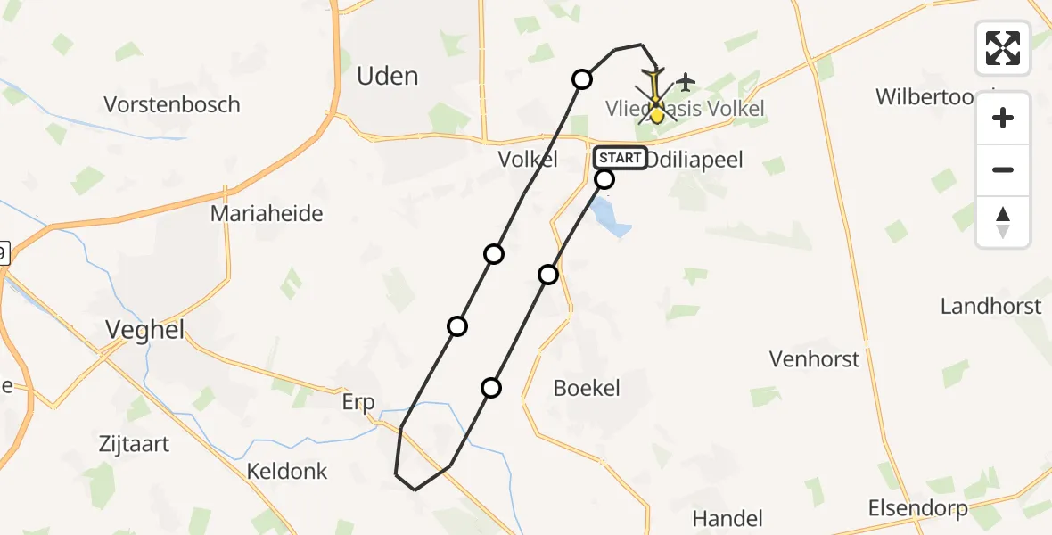 Routekaart van de vlucht: Lifeliner 3 naar Vliegbasis Volkel, Heikantstraat