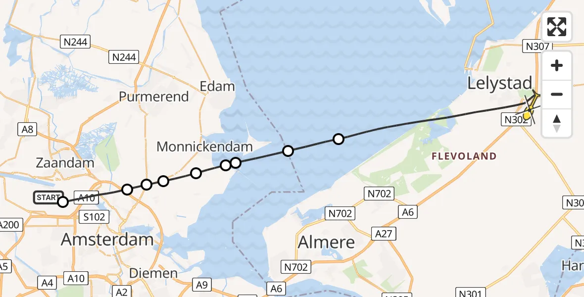 Routekaart van de vlucht: Lifeliner 1 naar Lelystad, Sonthaven