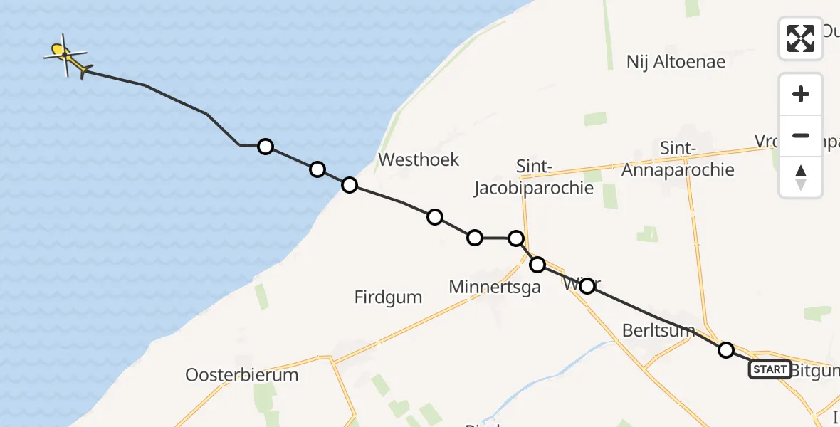 Routekaart van de vlucht: Ambulanceheli naar Formerum, Westergoawei