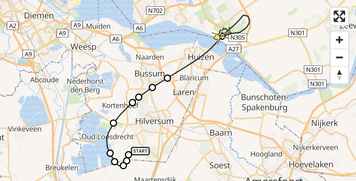 Routekaart van de vlucht: Politieheli naar Almere, Rading