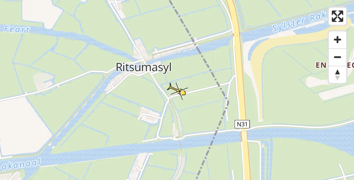 Routekaart van de vlucht: Ambulancehelikopter naar Deinum