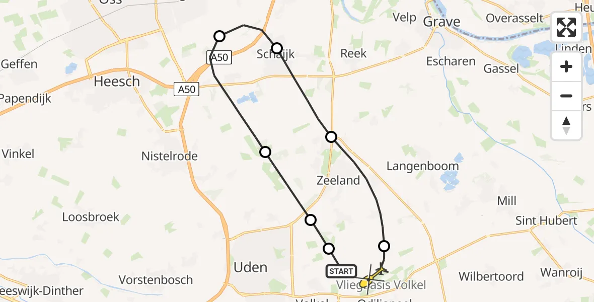 Routekaart van de vlucht: Lifeliner 3 naar Vliegbasis Volkel, Patersweg