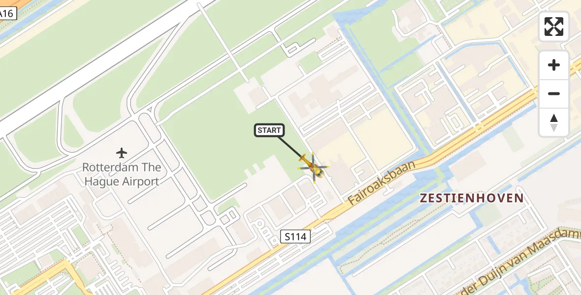 Vluchtroute Traumahelikopter Rotterdam The Hague Airport - Rotterdam The Hague Airport, 28 maart 2024, 12:08