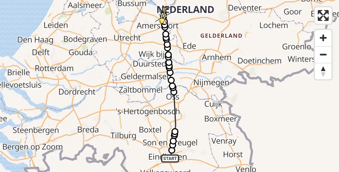 Routekaart van de vlucht: Lifeliner 3 naar Nijkerk, Javalaan