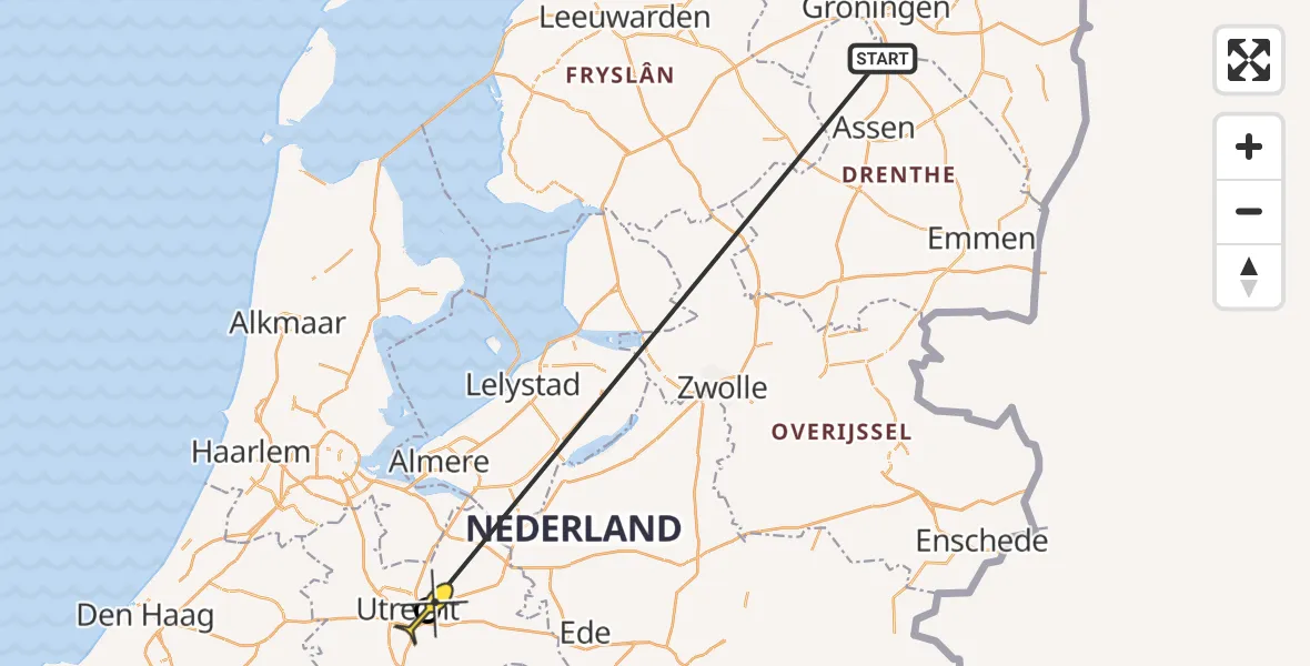 Routekaart van de vlucht: Traumaheli naar Universitair Medisch Centrum Utrecht, R.G.E. Campschroerlaantje