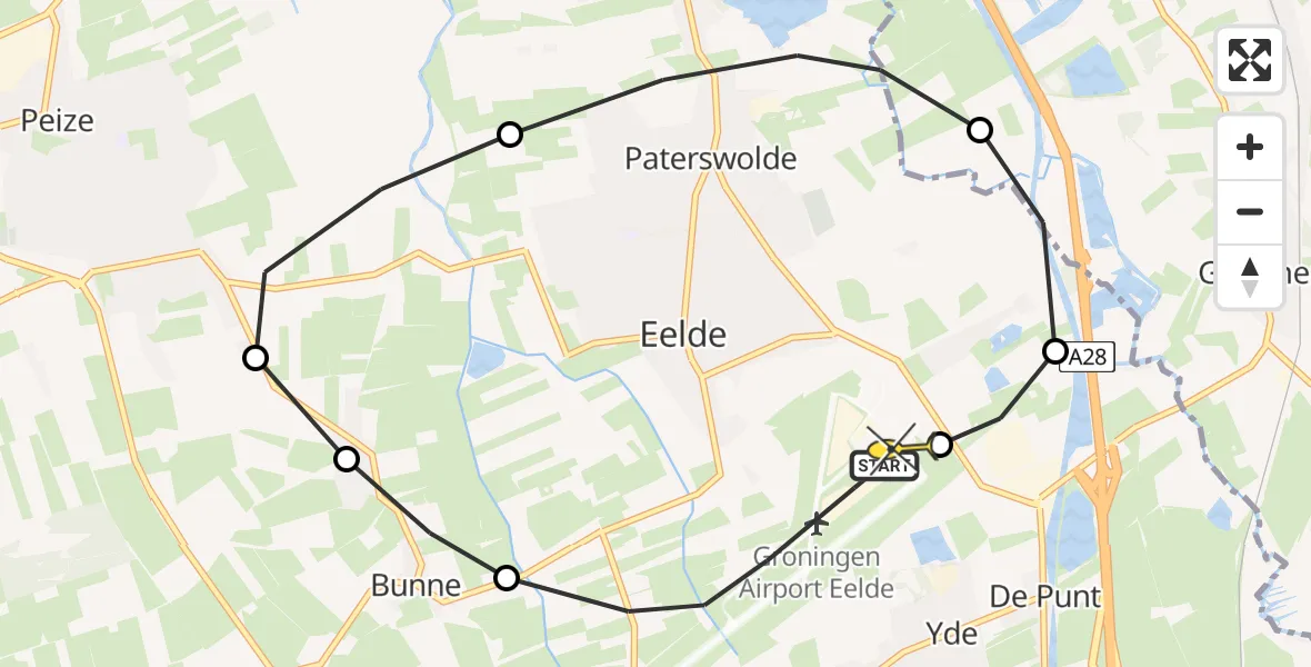Routekaart van de vlucht: Lifeliner 4 naar Groningen Airport Eelde, Lugtenbergerweg