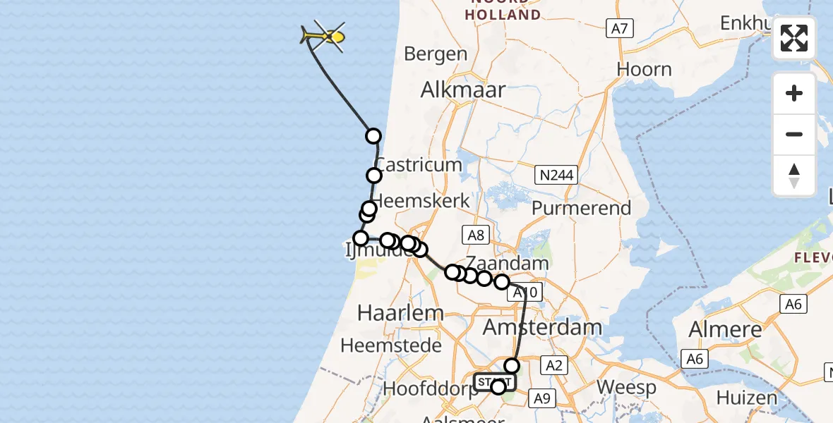 Routekaart van de vlucht: Politieheli naar Halim P.K. straat