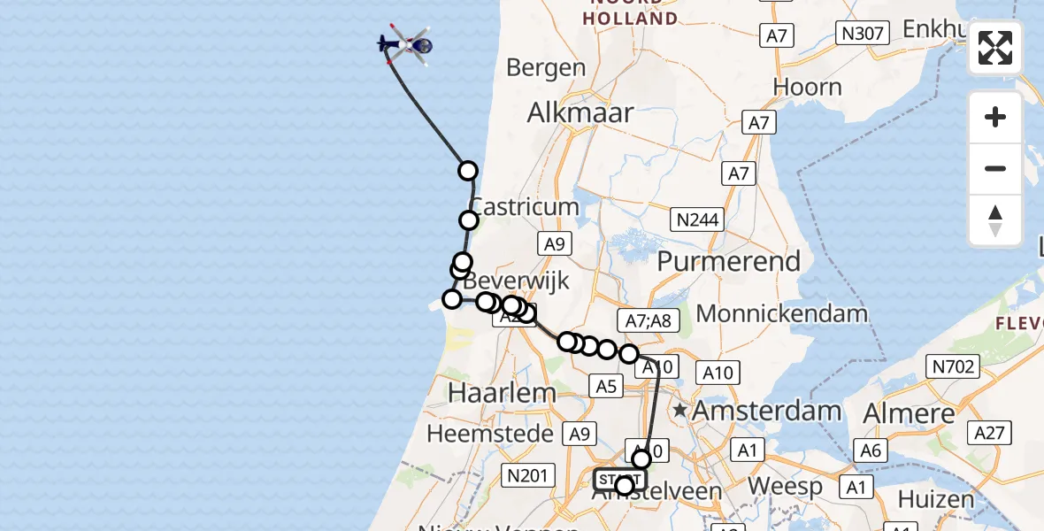 Vluchtroute Politiehelikopter Schiphol - , 28 maart 2024, 14:15