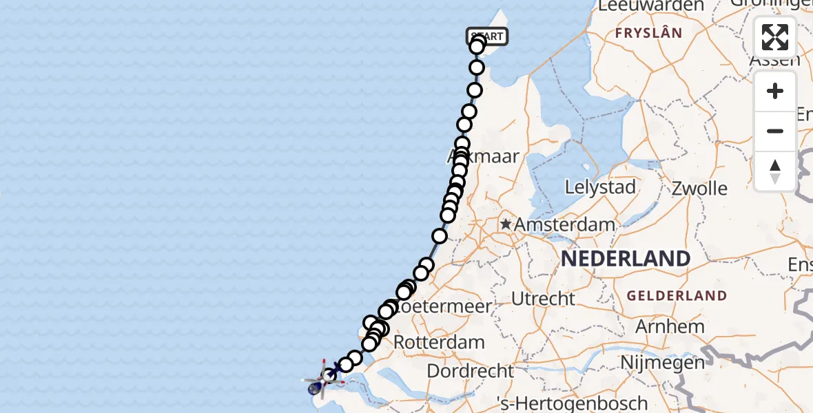 Vluchtroute Politiehelikopter De Koog - , 28 maart 2024, 17:47