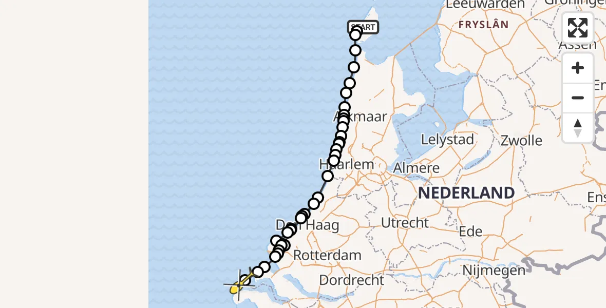 Routekaart van de vlucht: Politiehelikopter naar Californiëweg