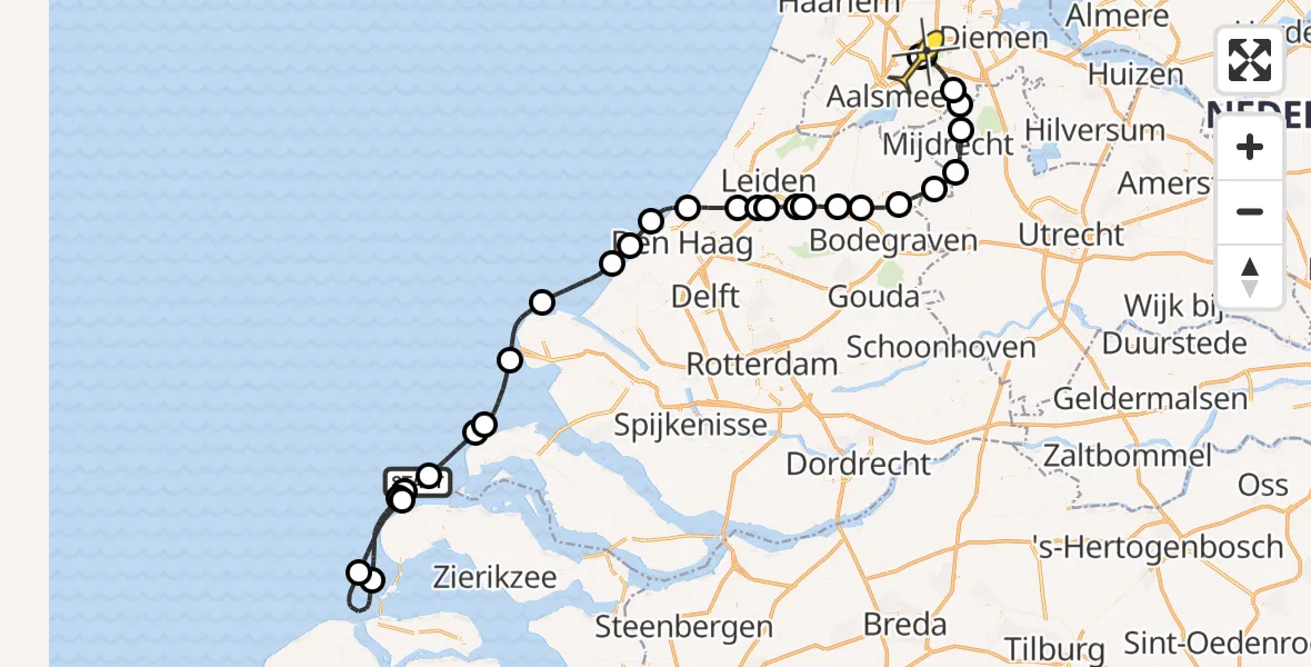 Routekaart van de vlucht: Politieheli naar Schiphol, Thermiekstraat