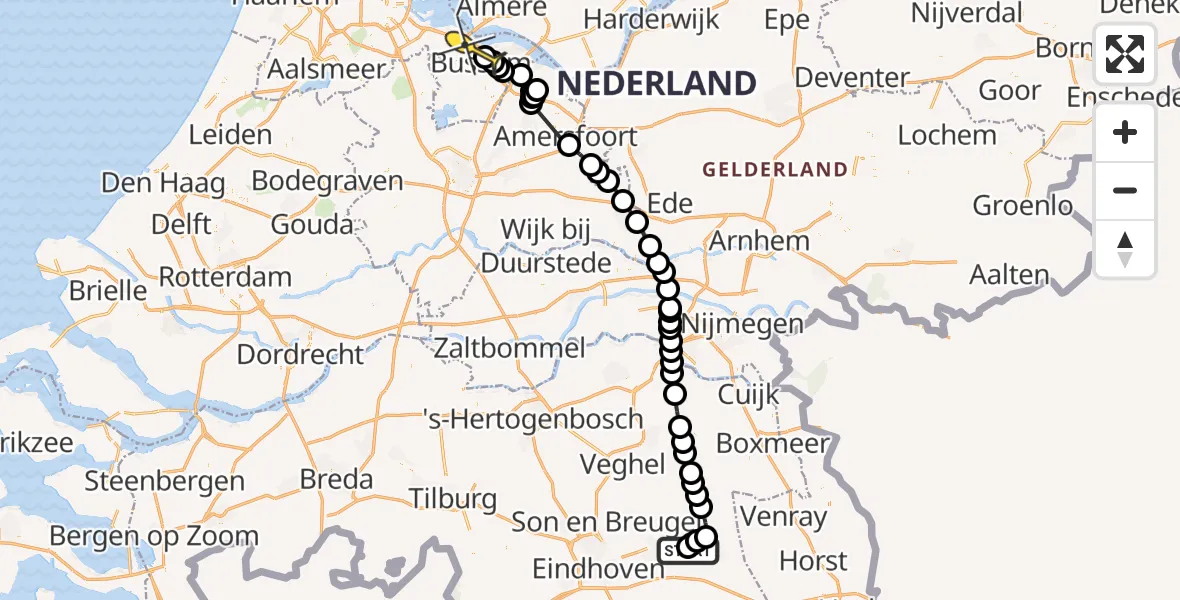 Routekaart van de vlucht: Politieheli naar Naarden, Berkendonk