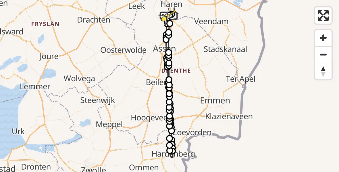 Routekaart van de vlucht: Lifeliner 4 naar Groningen Airport Eelde, Moespot