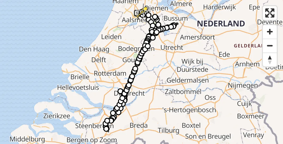 Routekaart van de vlucht: Politieheli naar Schiphol, Westerkimweg