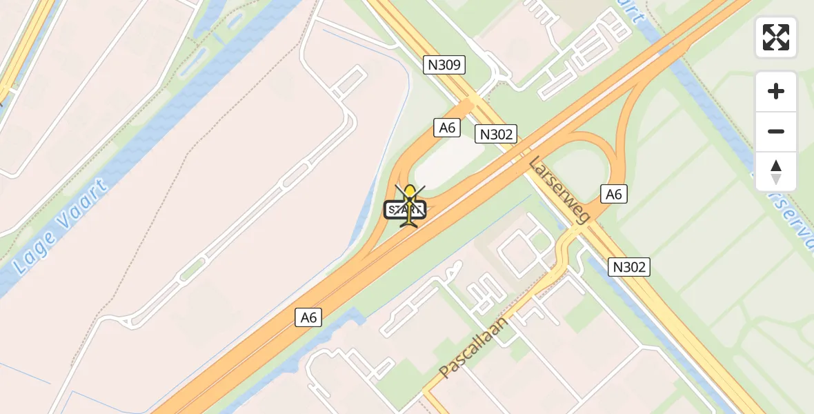 Routekaart van de vlucht: Traumahelikopter naar Lelystad, Albert Einsteinweg