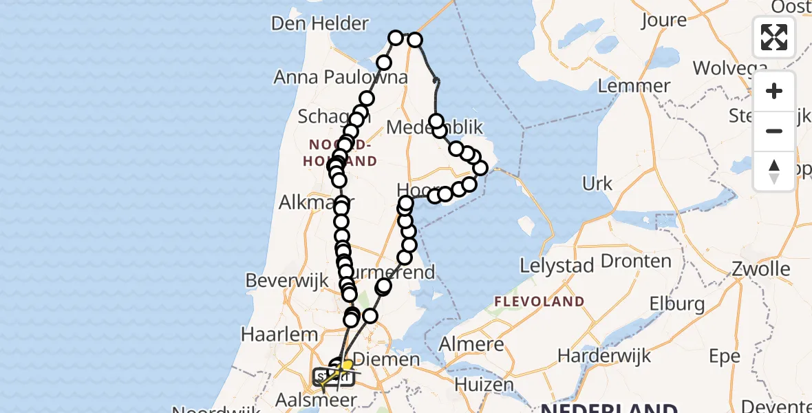 Routekaart van de vlucht: Politieheli naar Schiphol, Voltweg