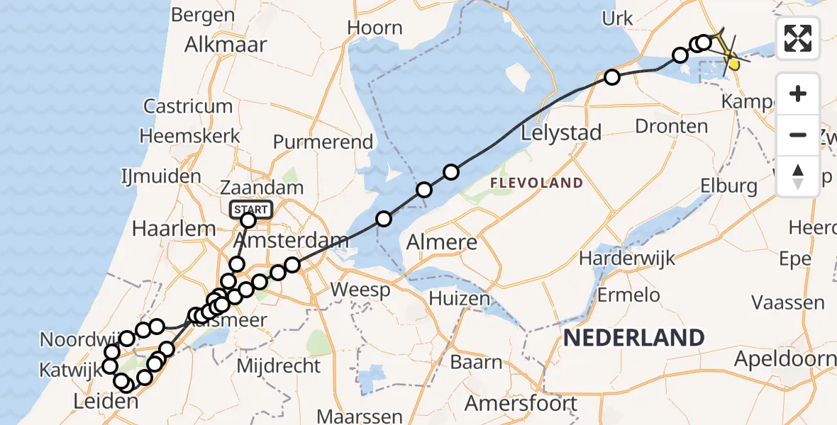 Routekaart van de vlucht: Lifeliner 1 naar Ens, Westpoortweg
