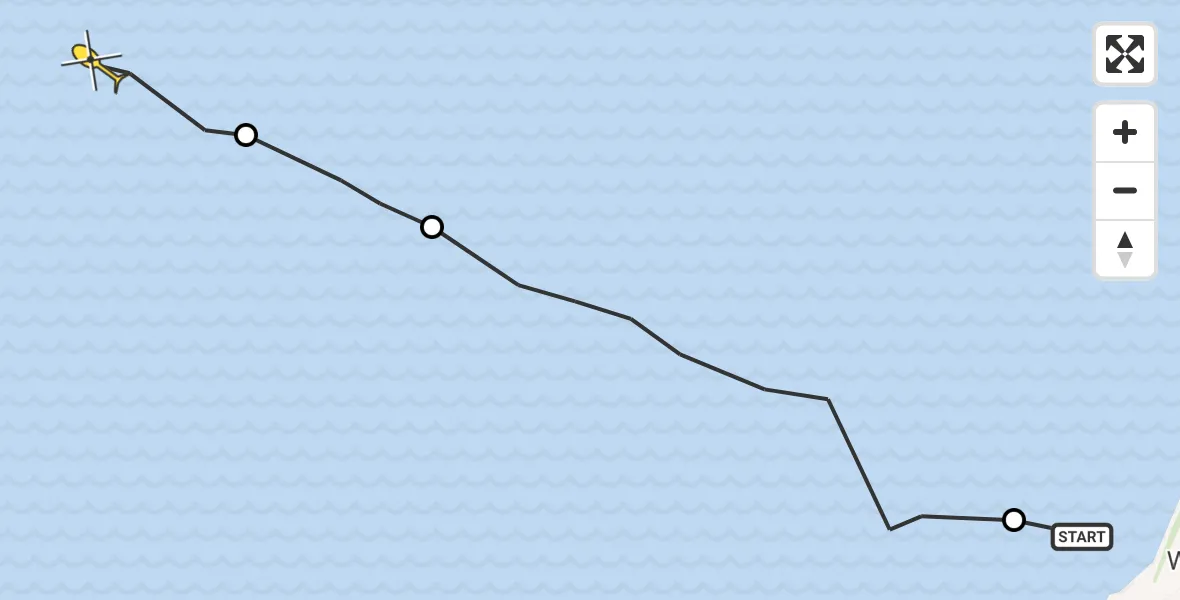 Routekaart van de vlucht: Ambulanceheli naar Formerum, Terschelling