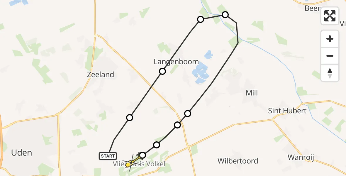 Routekaart van de vlucht: Lifeliner 3 naar Vliegbasis Volkel, Millsebaan