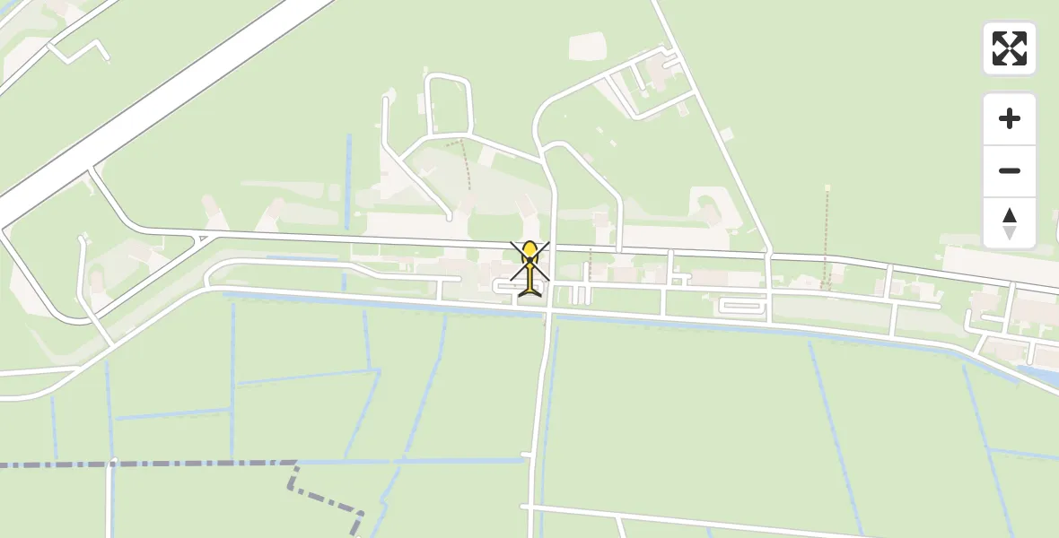 Vluchtroute Ambulancehelikopter van Vliegbasis Leeuwarden naar Vliegbasis Leeuwarden