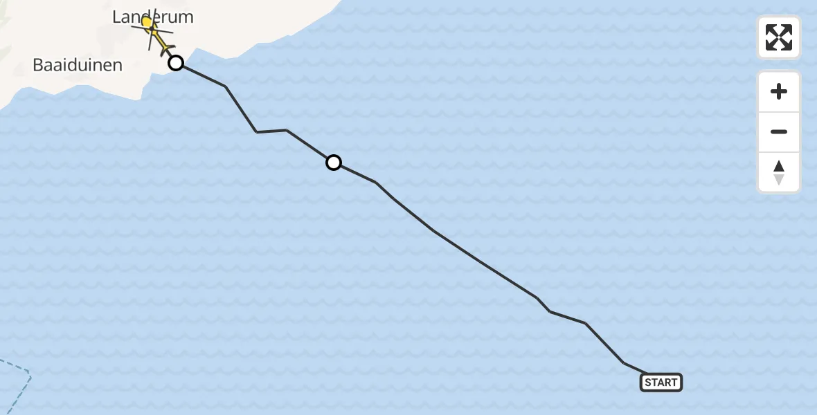 Routekaart van de vlucht: Ambulancehelikopter naar Landerum, Landerumer Burenpad