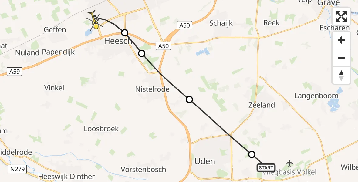 Routekaart van de vlucht: Lifeliner 3 naar Oss, Osseweg