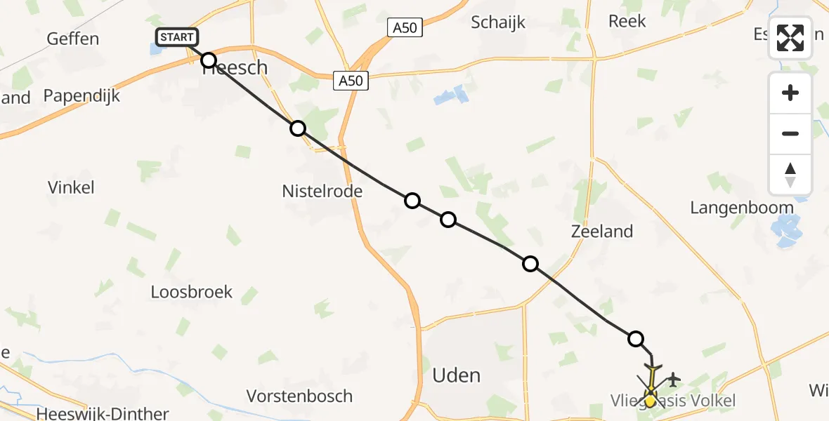 Routekaart van de vlucht: Lifeliner 3 naar Vliegbasis Volkel, Broekhoek