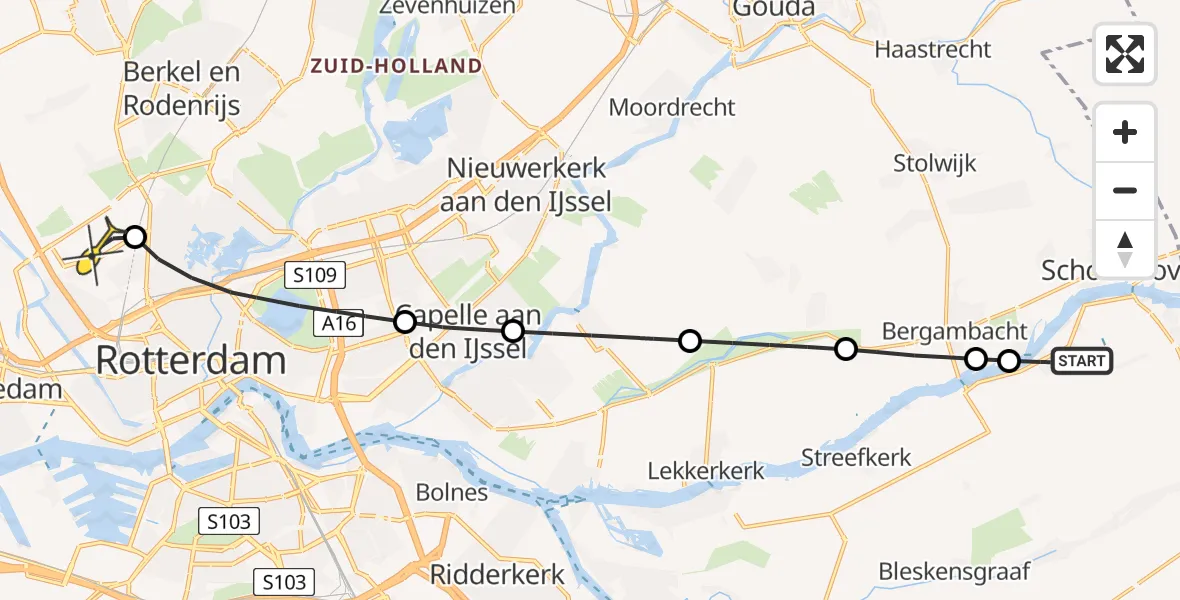 Routekaart van de vlucht: Lifeliner 2 naar Rotterdam The Hague Airport, Voorstraat
