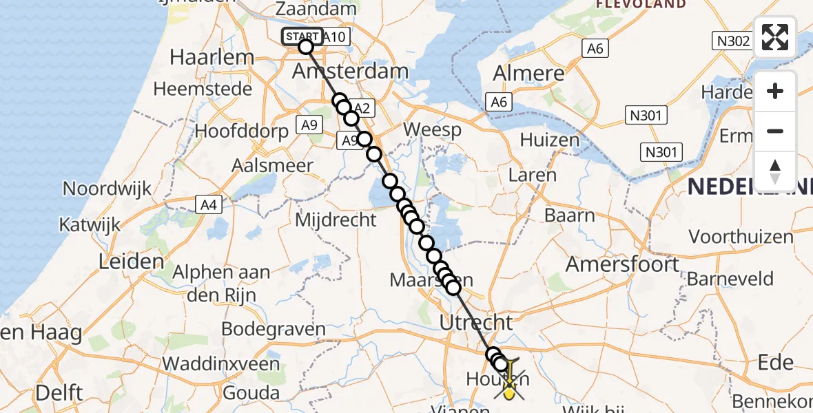 Routekaart van de vlucht: Lifeliner 1 naar Houten, Maltaweg