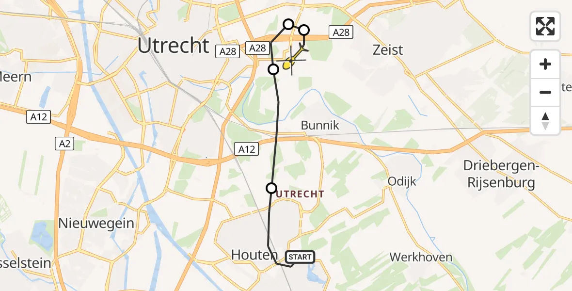 Routekaart van de vlucht: Lifeliner 1 naar Universitair Medisch Centrum Utrecht, De Koppeling
