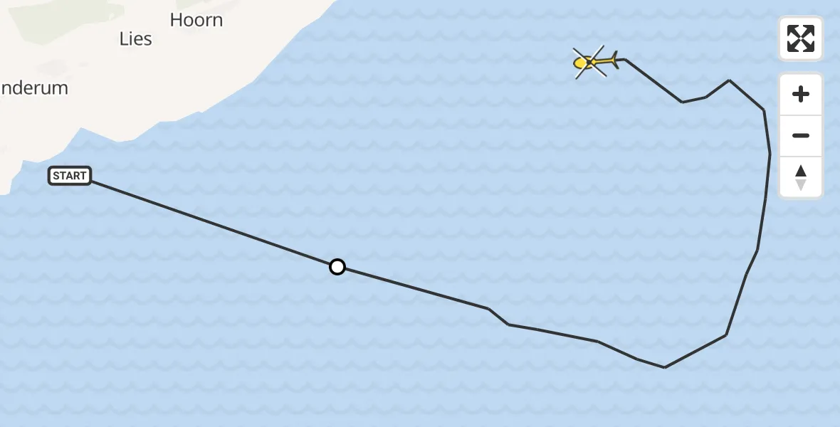 Routekaart van de vlucht: Ambulanceheli naar Oosterend