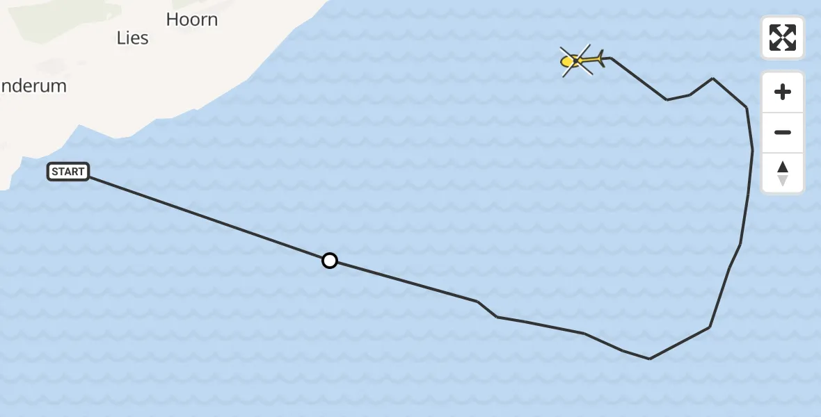 Routekaart van de vlucht: Ambulancehelikopter naar Oosterend