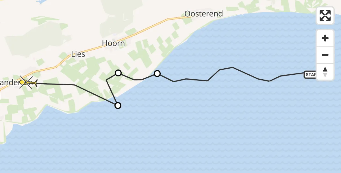 Routekaart van de vlucht: Ambulanceheli naar Formerum, Oosterleenweg